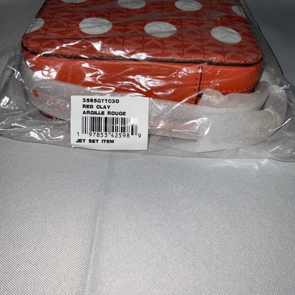 Michael Kors Jet Set Item Crossbody Bag Polka Dots Red Clay Still Factory Sealed - Picture 3 of 9